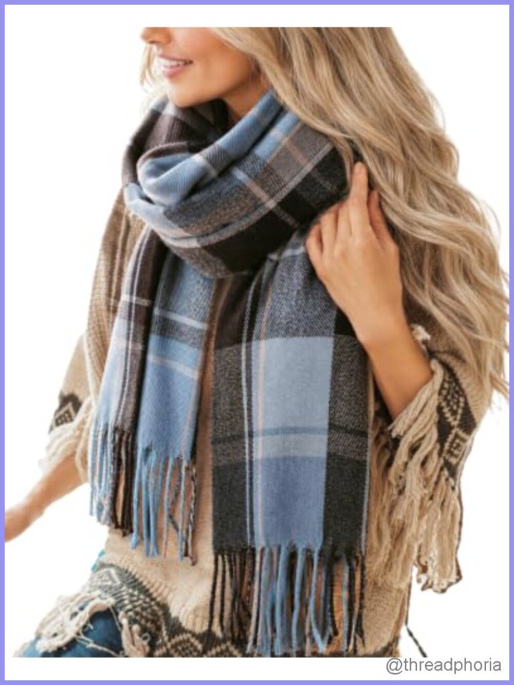 Oversized Plaid Scarf Shawl Wrap for Women - Soft Warm Winter Neck Scarves